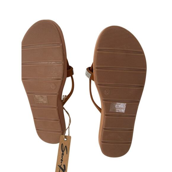 Seven7 New Cute Caramel slippers with sequins cross straps size 10 - Picture 9 of 11